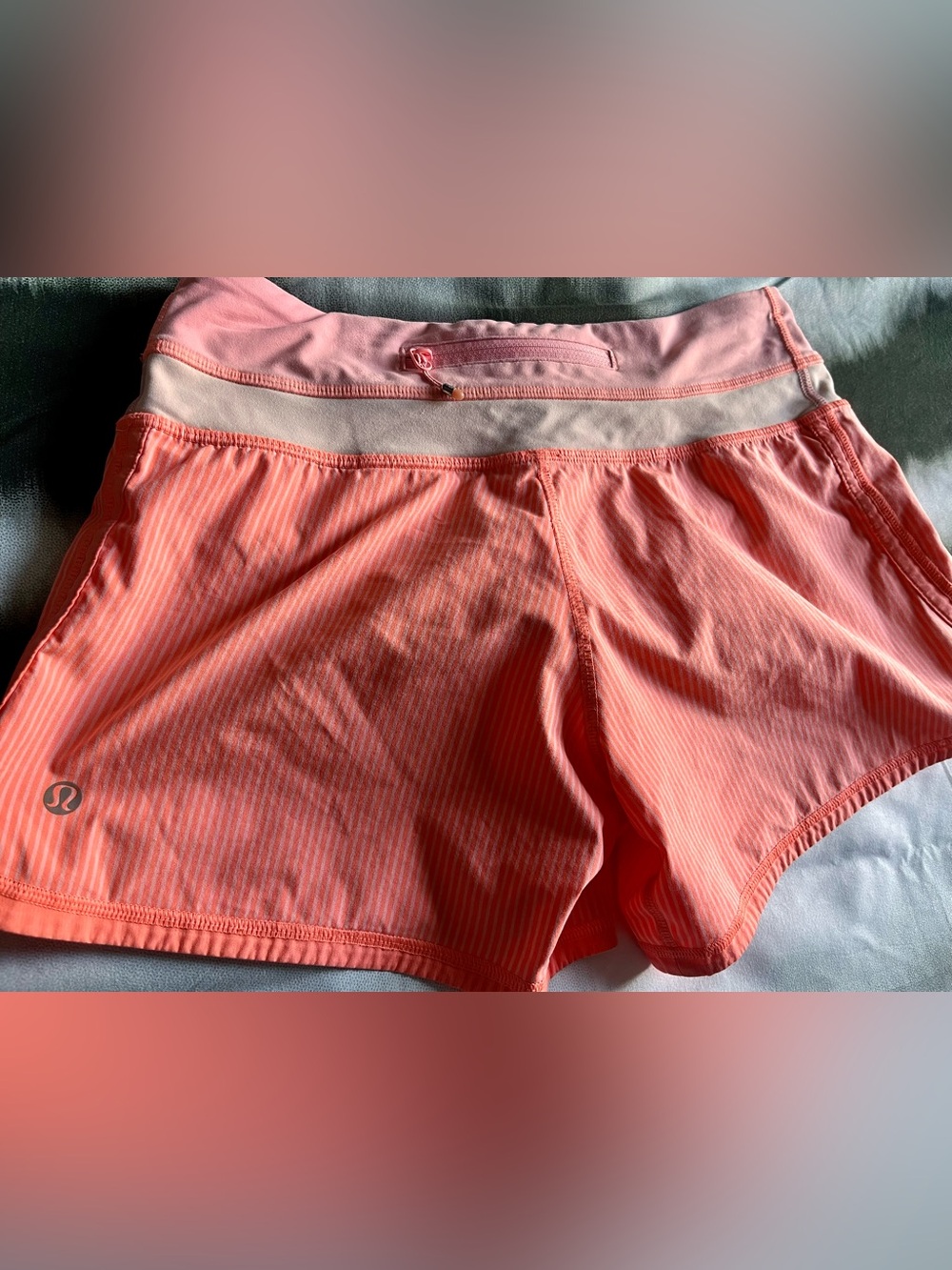 Lululemon Coral Stripe Athletic Shorts - Size 4
